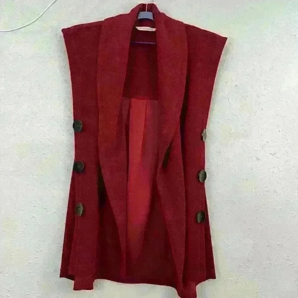 🔥Soft Surroundings Mesa Vest Cardigan Women's XS Red Sleeveless SC1
